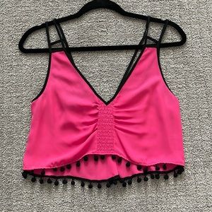Bebe pink and white crop top size XXS